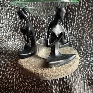 Elegant Black Divine Feminine Sculpture Tea Light Candle Holder